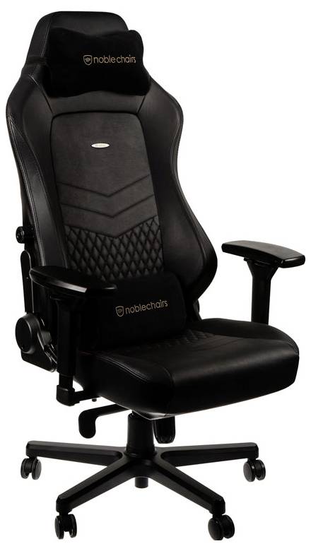 Noblechairs HERO Echtleder Gaming Stuhl - schwarz/schwarz Gaming-Stuhl Schwarz