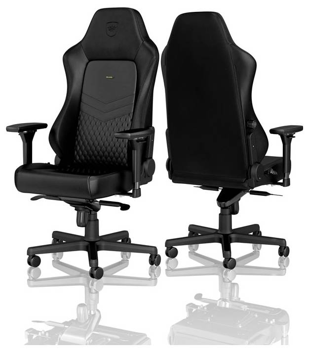 Noblechairs HERO Echtleder Gaming Stuhl - schwarz/schwarz Gaming-Stuhl Schwarz