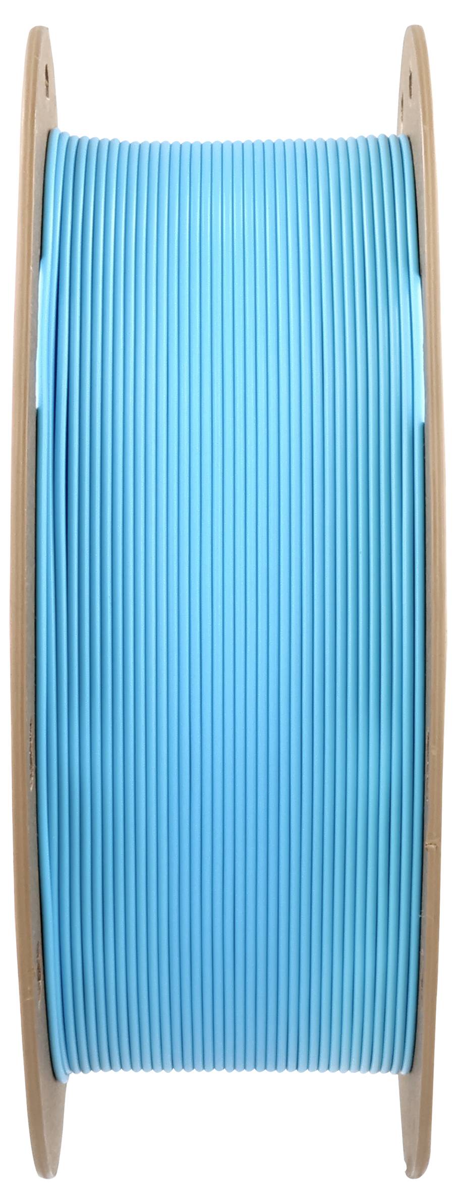 Spule mit türkisfarbenem Filament, passend für 3D-Drucker, vertikal angeordnet.