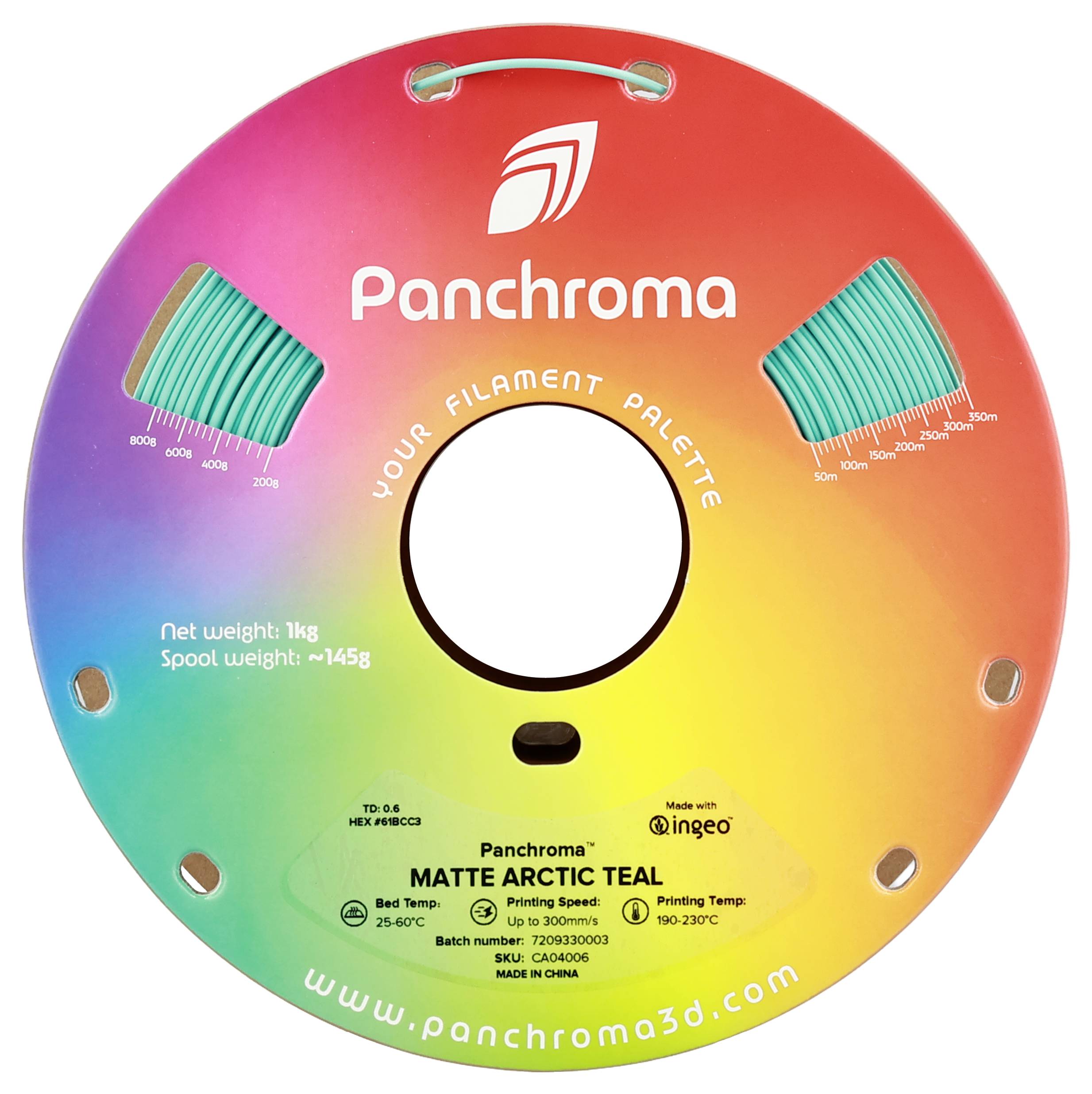 Polymaker CA04006 Panchroma™ Matte Filament PLA Matt, geringerer Kunststoffgehalt 1.75mm 1000g Arctic Teal, Blau-Grün 1St.