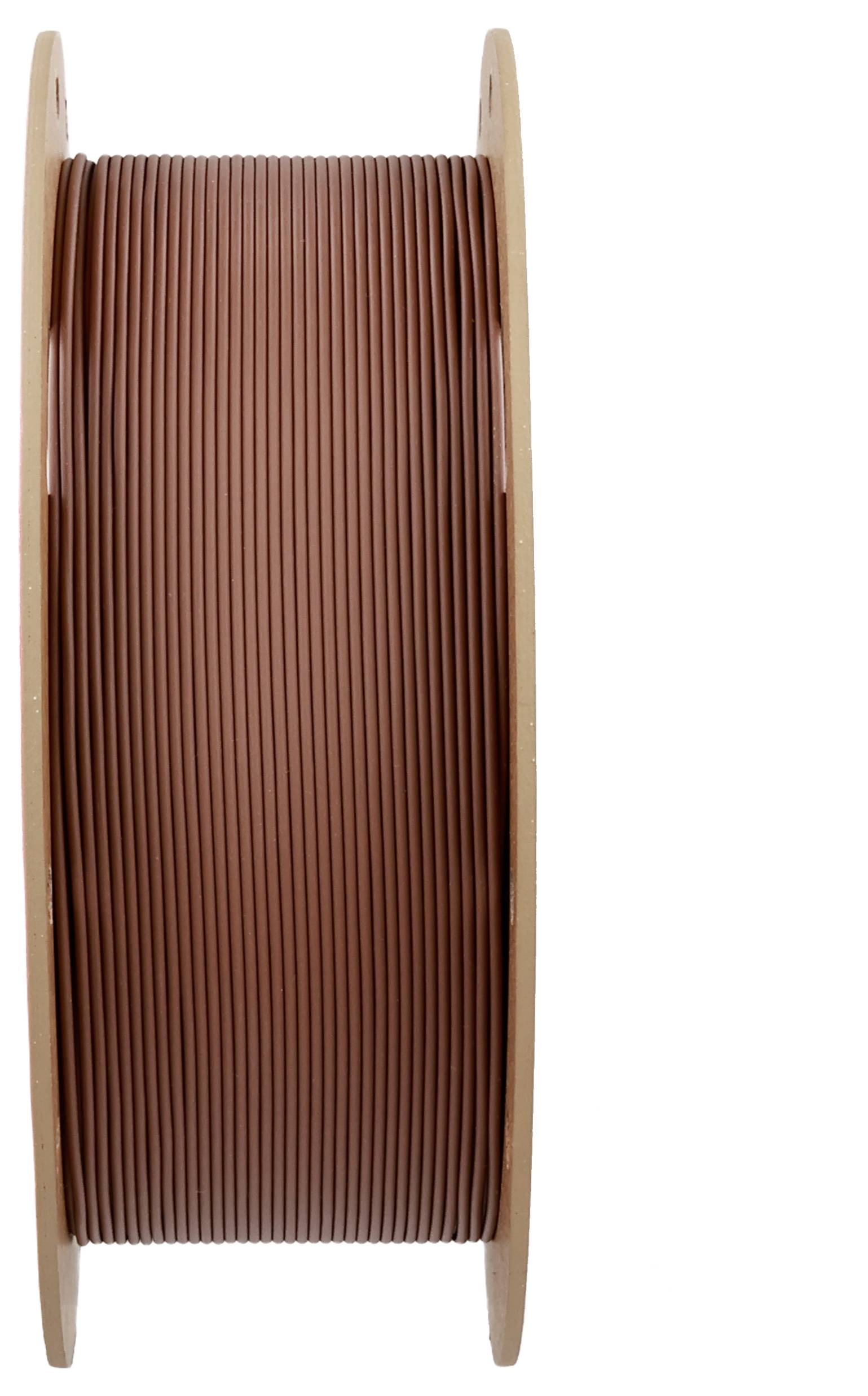 Eine große Spule mit braunem Kabel, seitlich abgebildet.