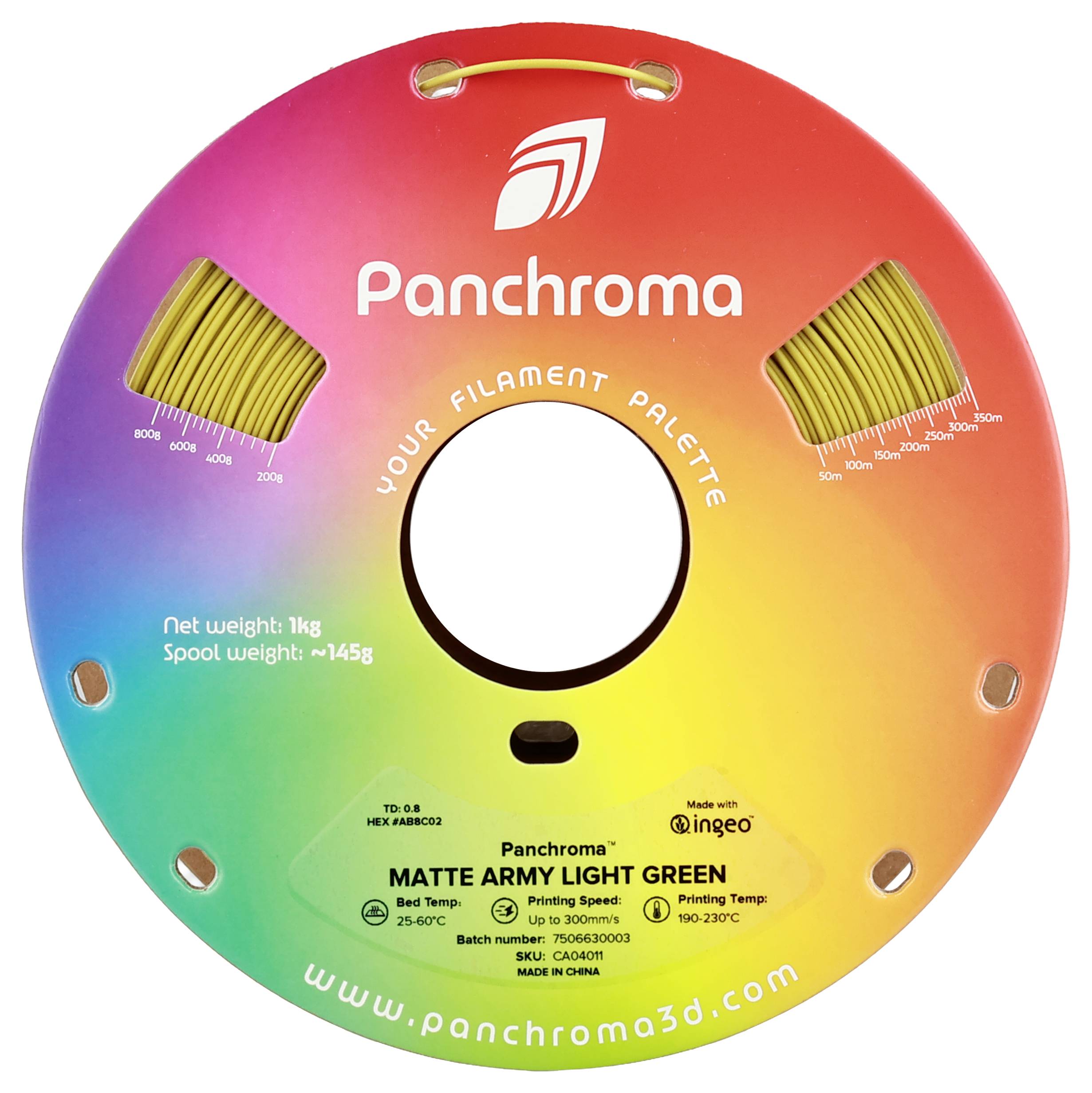 Polymaker CA04011 Panchroma™ Matte Filament PLA Matt, geringerer Kunststoffgehalt 1.75mm 1000g Army Light Green, Grün 1St.