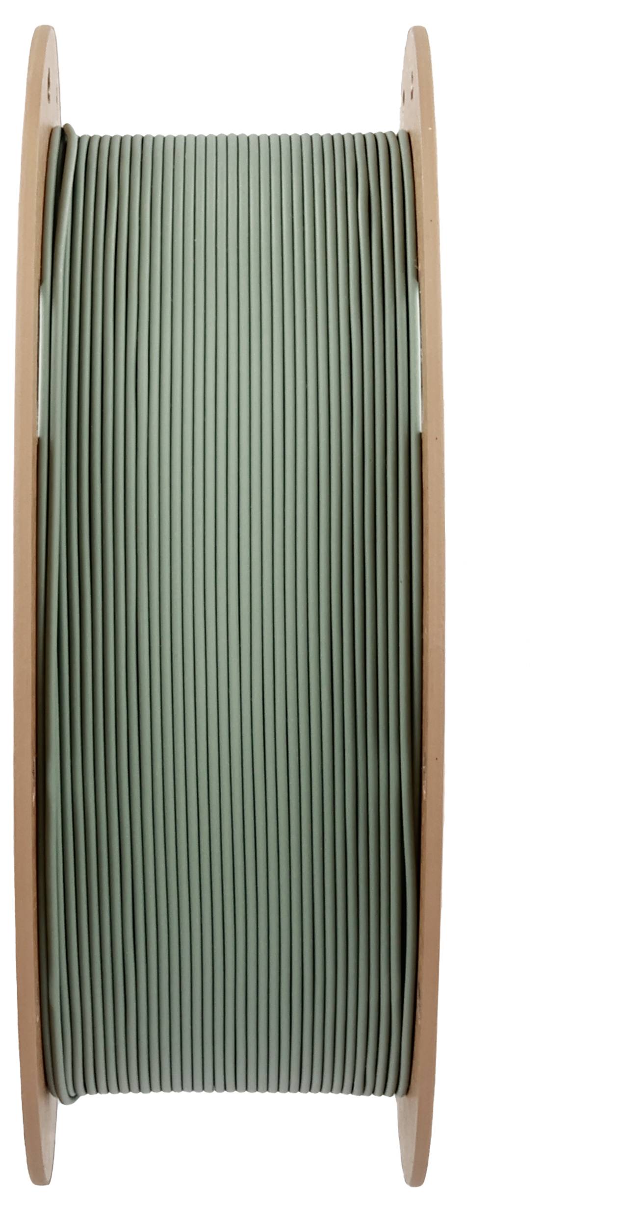 Eine große Spule mit grünem Kabel, seitlich aufgenommen.