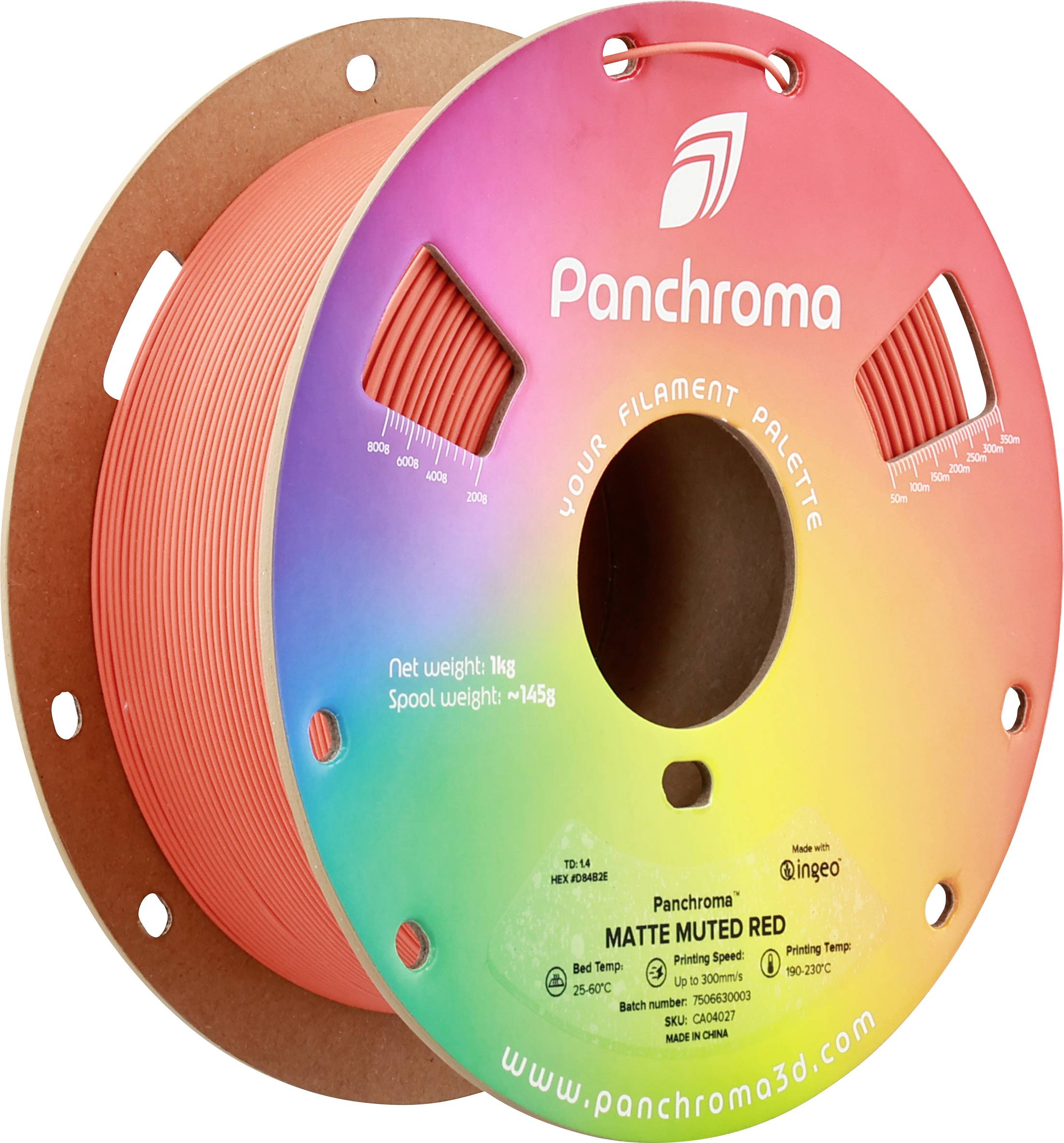 Polymaker CA04027 Panchroma™ Matte Filament PLA Matt, geringerer Kunststoffgehalt 1.75mm 1000g Muted Red, Rot 1St.