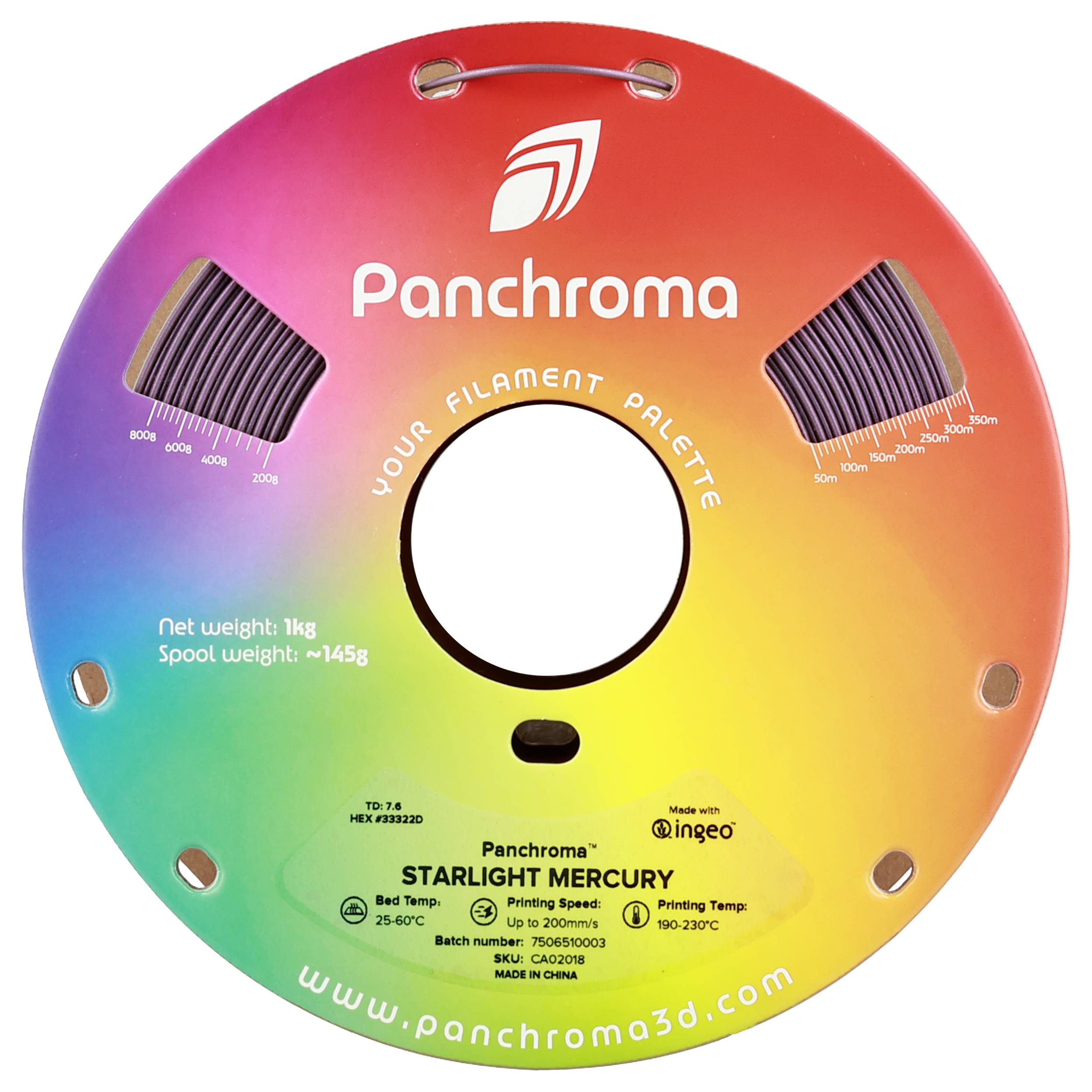 Polymaker CA02018 Panchroma™ Starlight Filament PLA Farbwechsel, Mehrfarbig 1.75mm 1000g Starlight Mercury, Silber 1St.