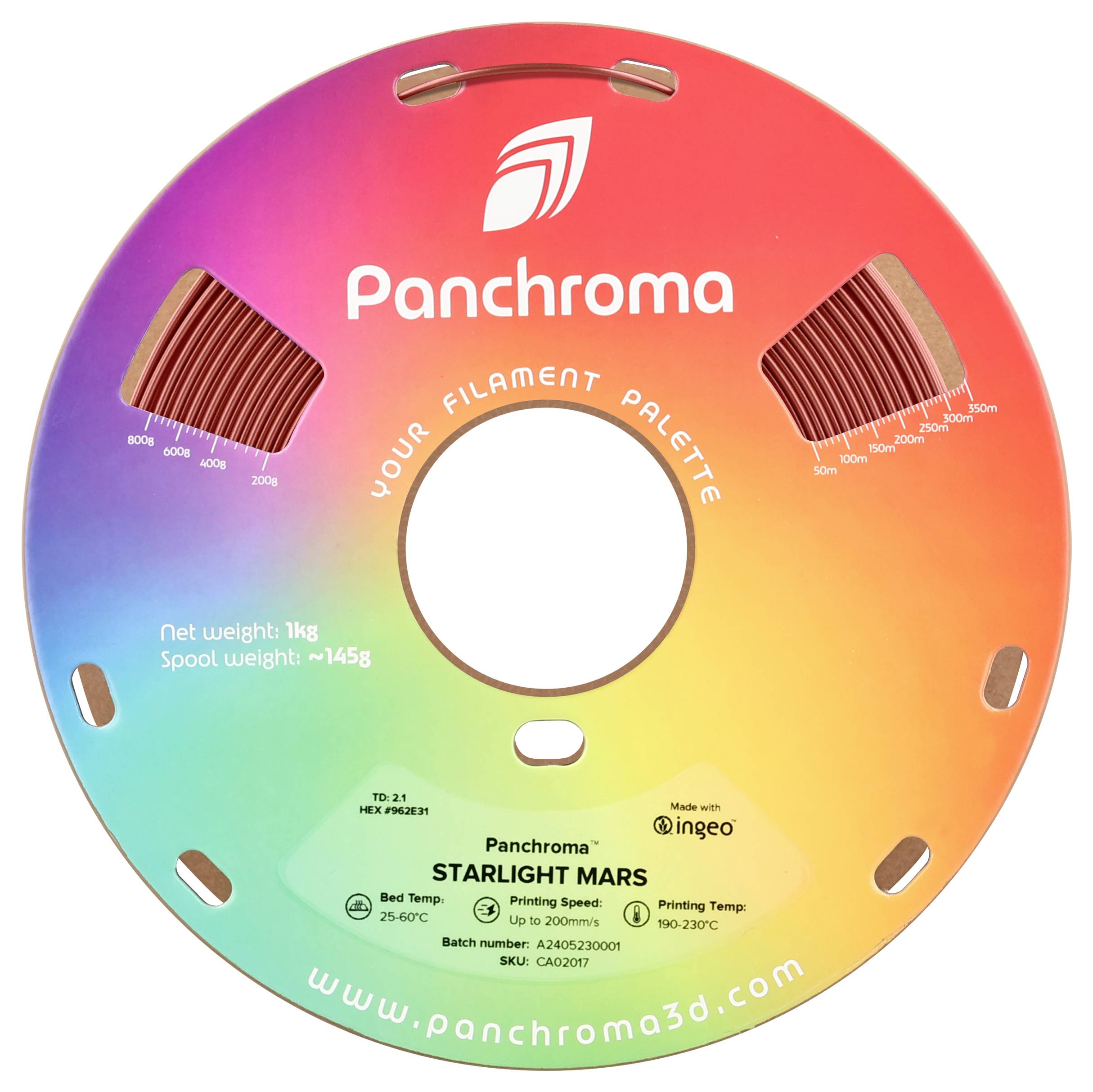 Polymaker CA02017 Panchroma™ Starlight Filament PLA Mehrfarbig, Farbwechsel 1.75mm 1000g Starlight Mars, Rot 1St.