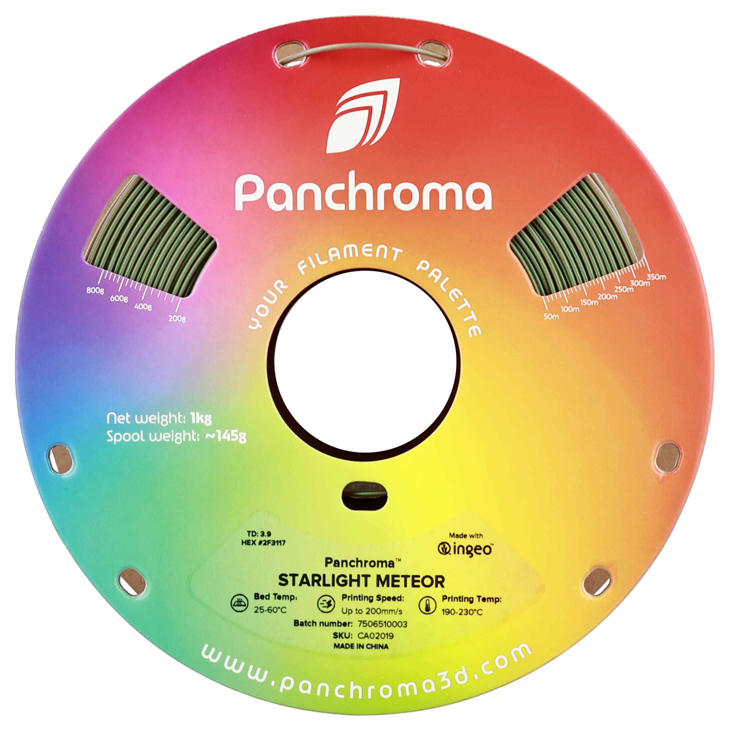 Polymaker CA02019 Panchroma™ Starlight Filament PLA Mehrfarbig, Farbwechsel 1.75mm 1000g Starlight Meteor, Grün 1St.