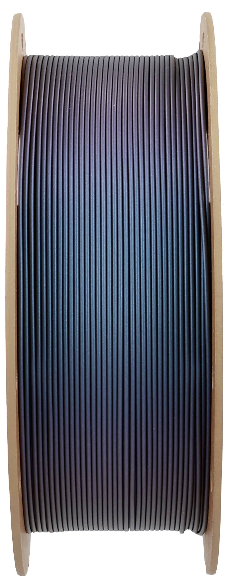 Spule mit dunklem Filament für 3D-Drucker.