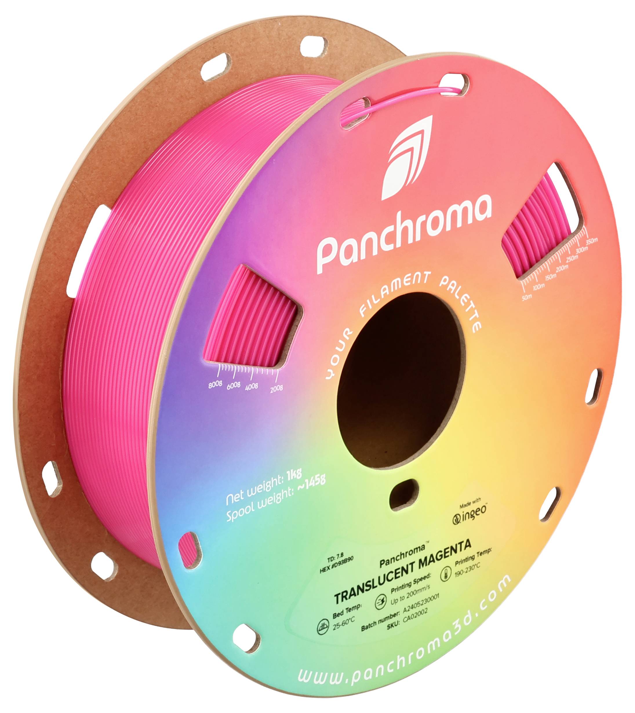 Polymaker CA02002 Panchroma™ Translucent Filament PLA 1.75mm 1000g Transluzent, Magenta 1St.
