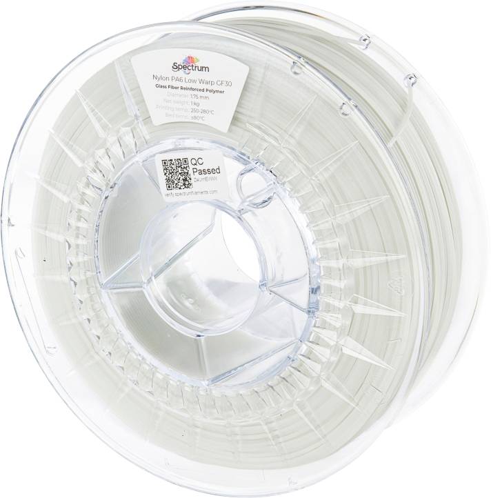 Spectrum Filaments 80722 PA6 Low Warp GF30 Filament PA6-GF Glasfaserverstärkt, hitzebeständig, chemisch beständig, Matt 1.75mm