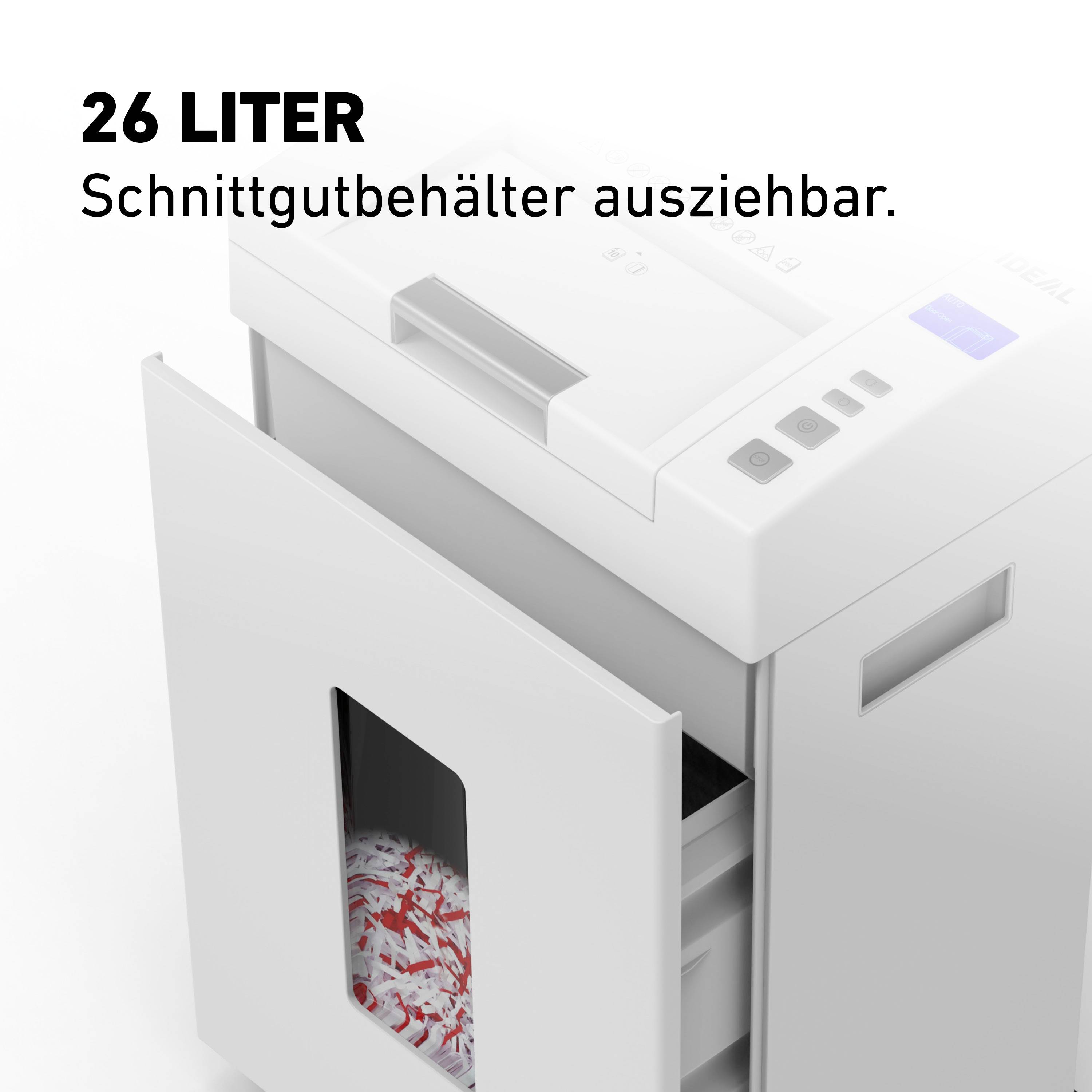 Ideal Office Auto-Feed-Aktenvernichter IDEAL Shredcat 8292 CC 4x10mm Aktenvernichter 200 Blatt Partikelschnitt 4 x 10mm P-4 26l