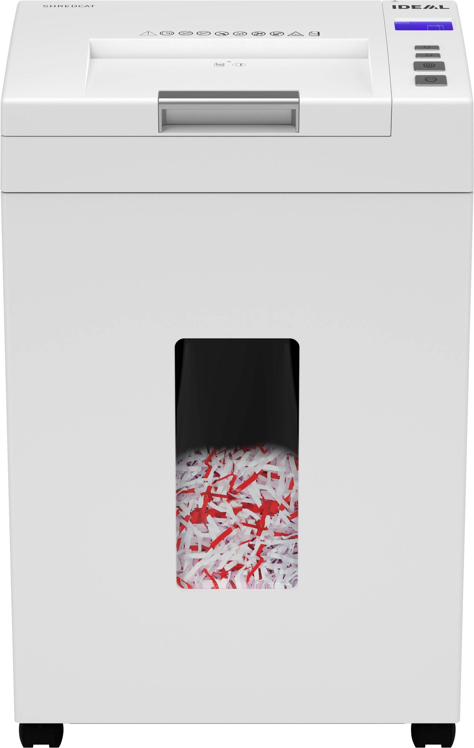 Ideal Office Auto-Feed-Aktenvernichter IDEAL Shredcat 8292 CC 4x10mm Aktenvernichter 200 Blatt Partikelschnitt 4 x 10mm P-4 26l