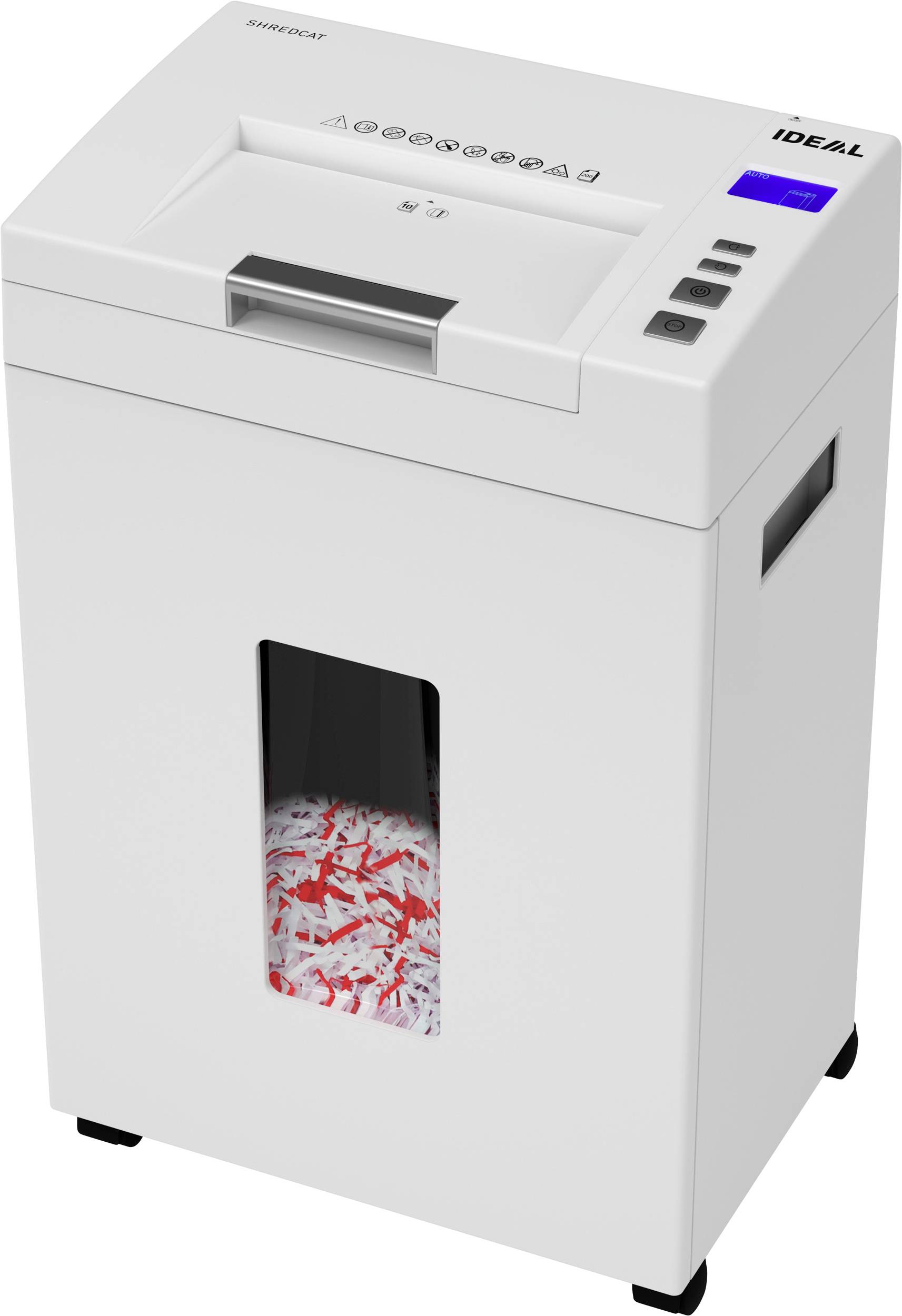 Ideal Office Auto-Feed-Aktenvernichter IDEAL Shredcat 8292 CC 4x10mm Aktenvernichter 200 Blatt Partikelschnitt 4 x 10mm P-4 26l