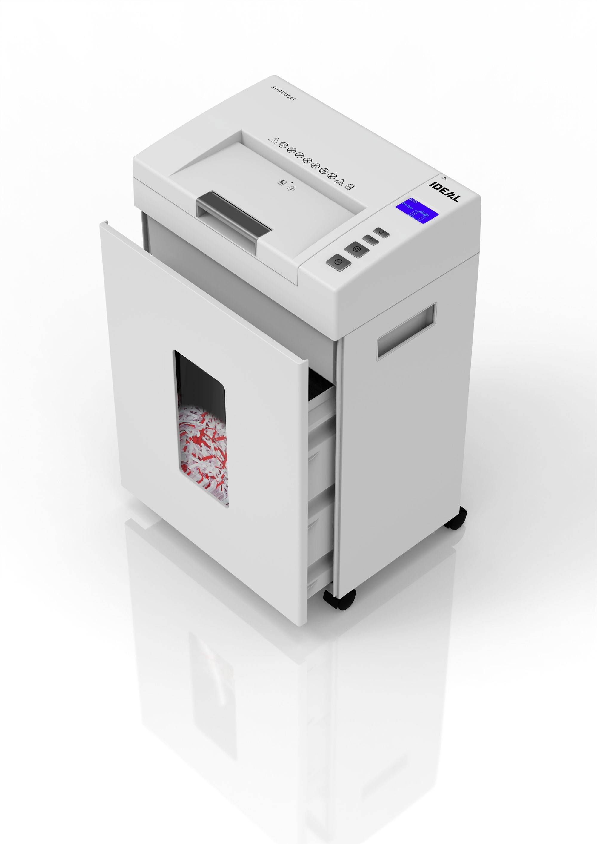 Ideal Office Auto-Feed-Aktenvernichter IDEAL Shredcat 8292 CC 4x10mm Aktenvernichter 200 Blatt Partikelschnitt 4 x 10mm P-4 26l