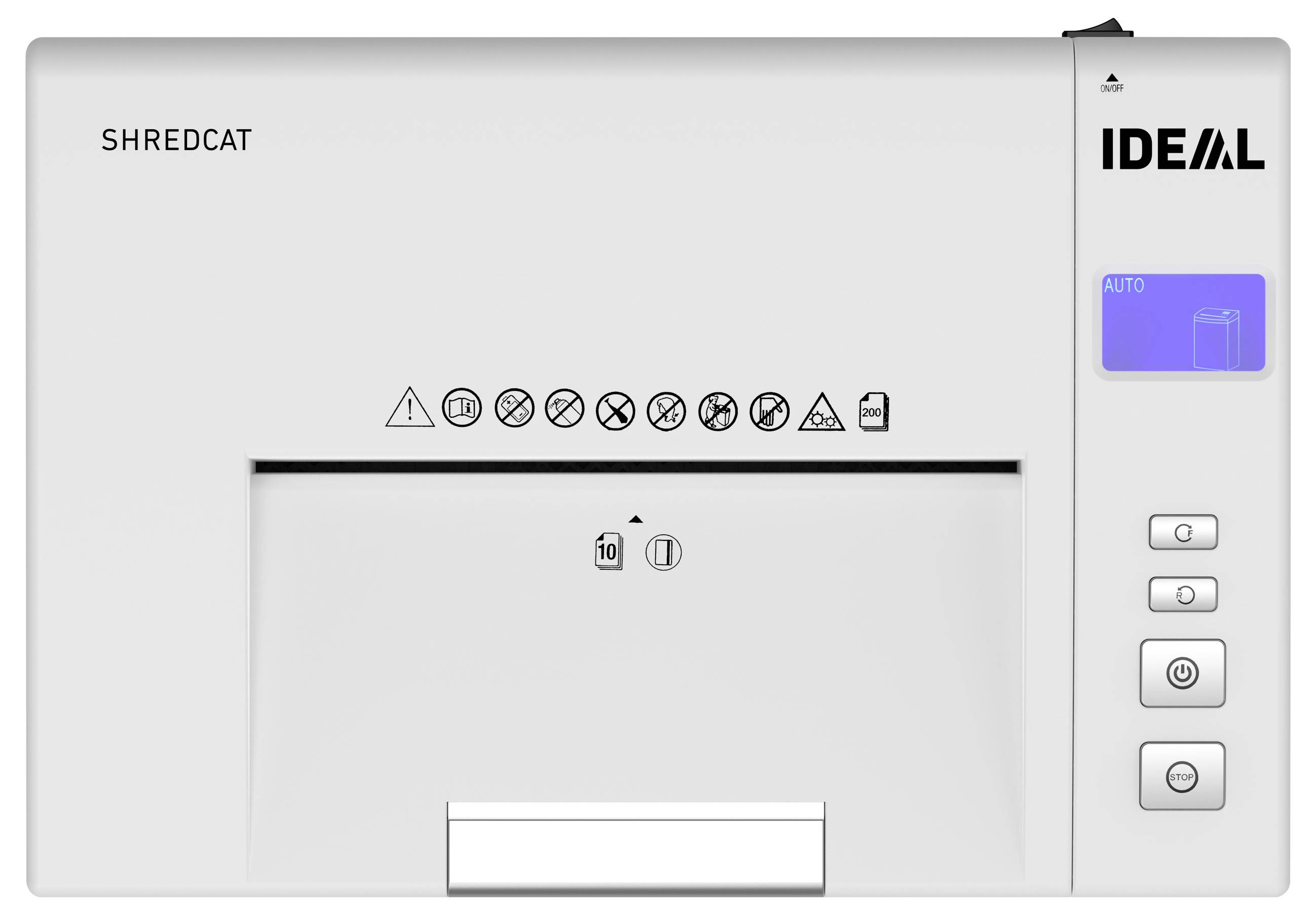 Ideal Office Auto-Feed-Aktenvernichter IDEAL Shredcat 8292 CC 4x10mm Aktenvernichter 200 Blatt Partikelschnitt 4 x 10mm P-4 26l