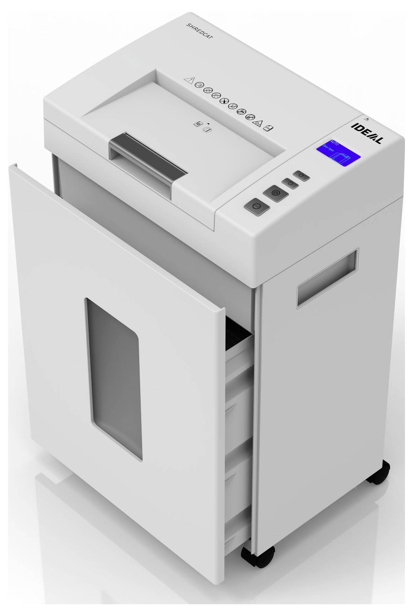 Ideal Office Auto-Feed-Aktenvernichter IDEAL Shredcat 8292 CC 4x10mm Aktenvernichter 200 Blatt Partikelschnitt 4 x 10mm P-4 26l