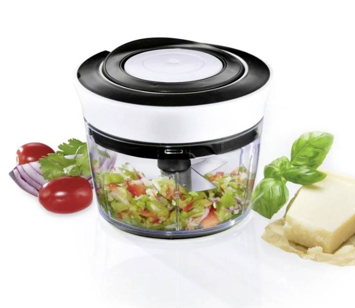 Qdesign 190-033 Manueller Mini Gemüsezerkleinerer, schwarz/weiß