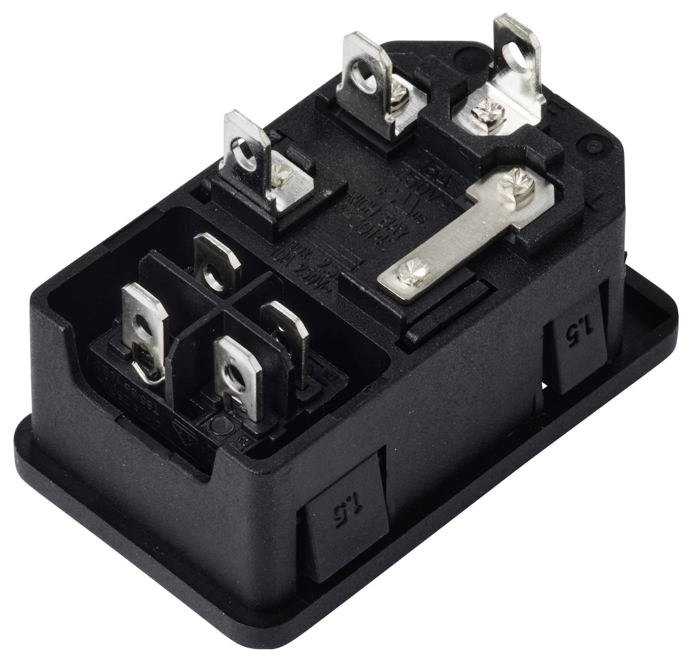 TRU COMPONENTS TC-13599520 Kaltgeräte-Steckverbinder Stecker, Einbau vertikal Gesamtpolzahl: 3 10A Schwarz 1St.