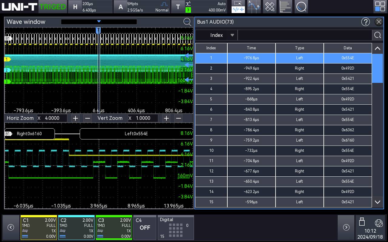 Uni-T MSO3000X-AUDIO Mess-Software