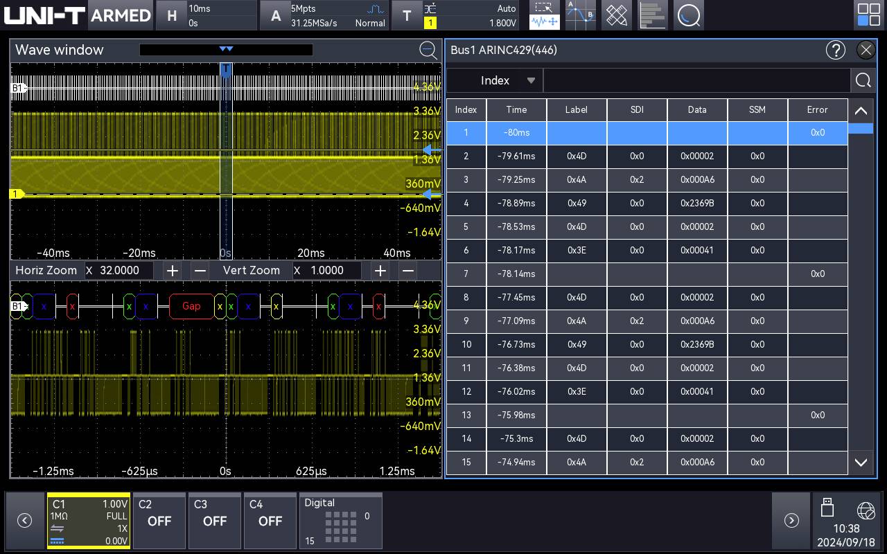 Uni-T MSO3000X-ARINC429 Mess-Software
