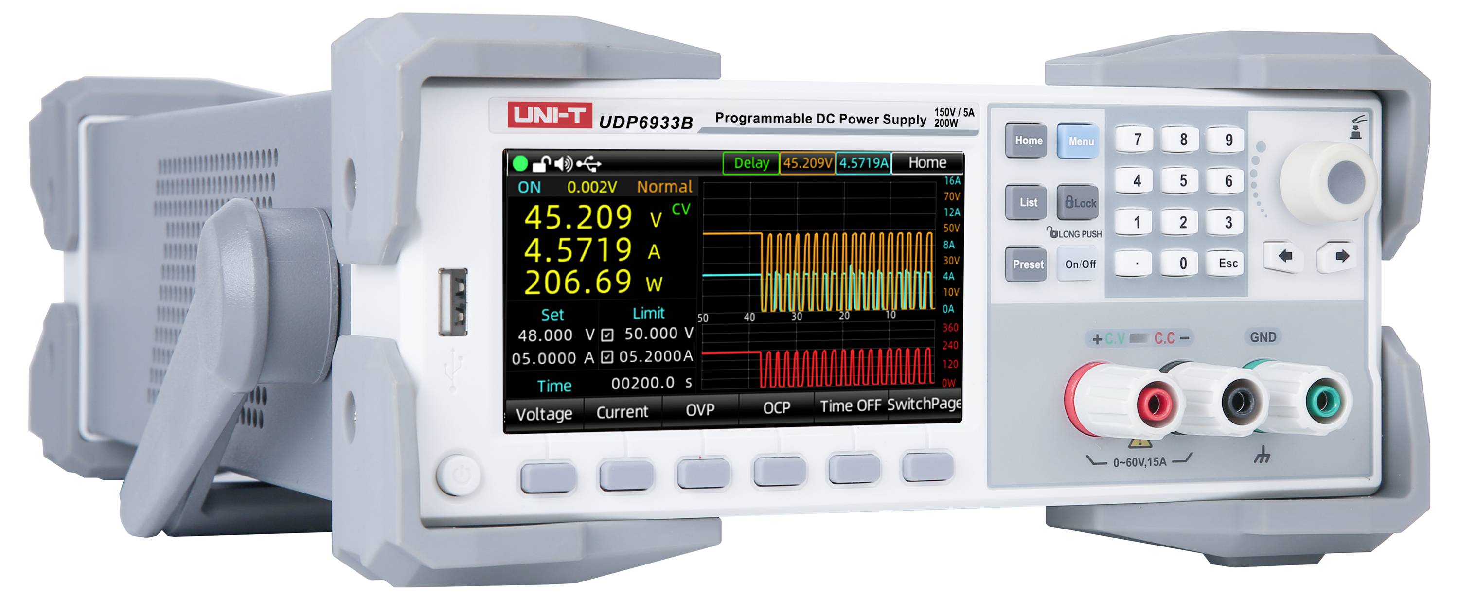 Uni-T UDP6933B Labornetzgerät, einstellbar 0 - 150V 0mA - 5A 200W