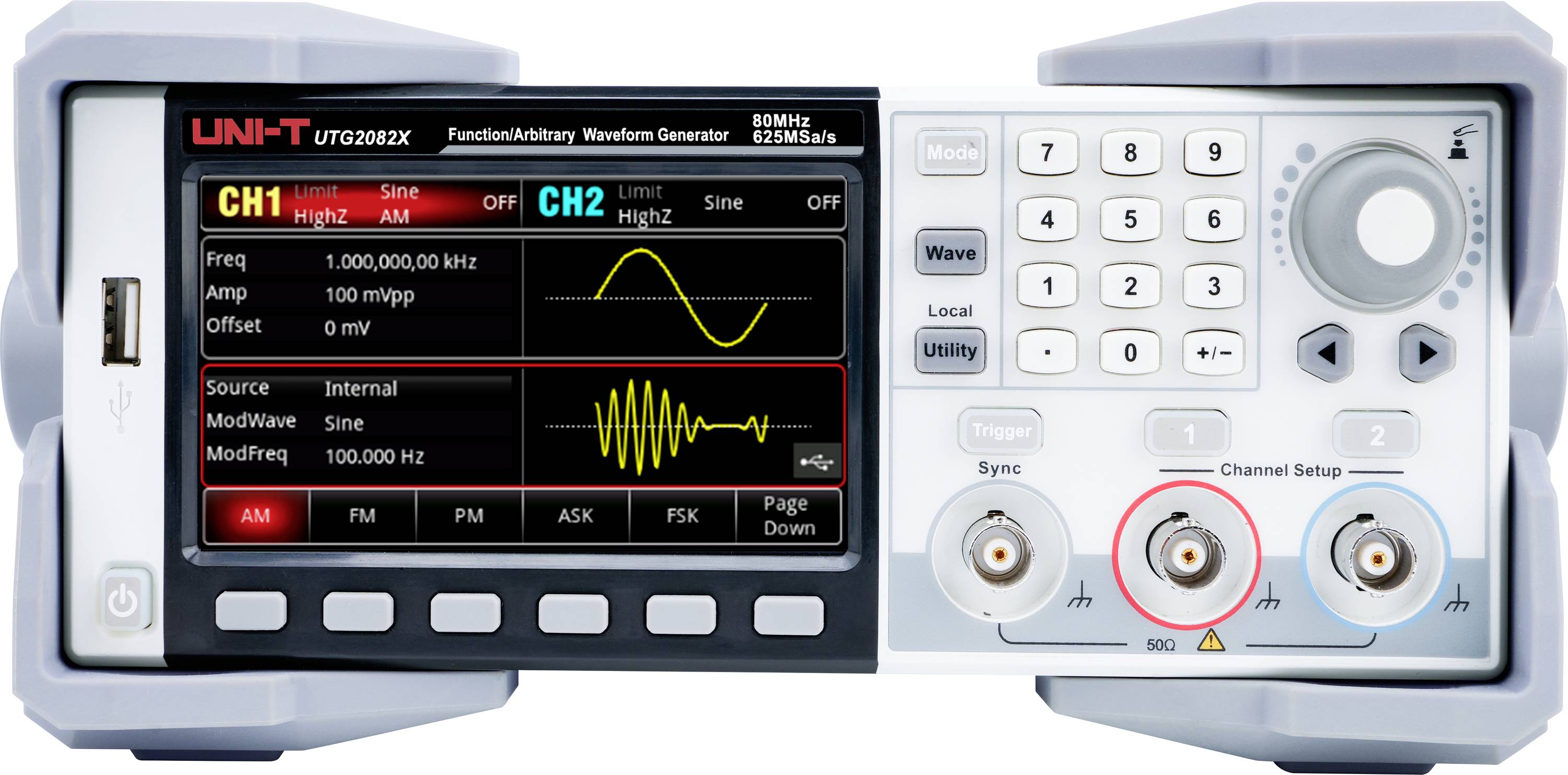Uni-T UTG2082X Funktionsgenerator netzbetrieben 80Hz (max) 2-Kanal