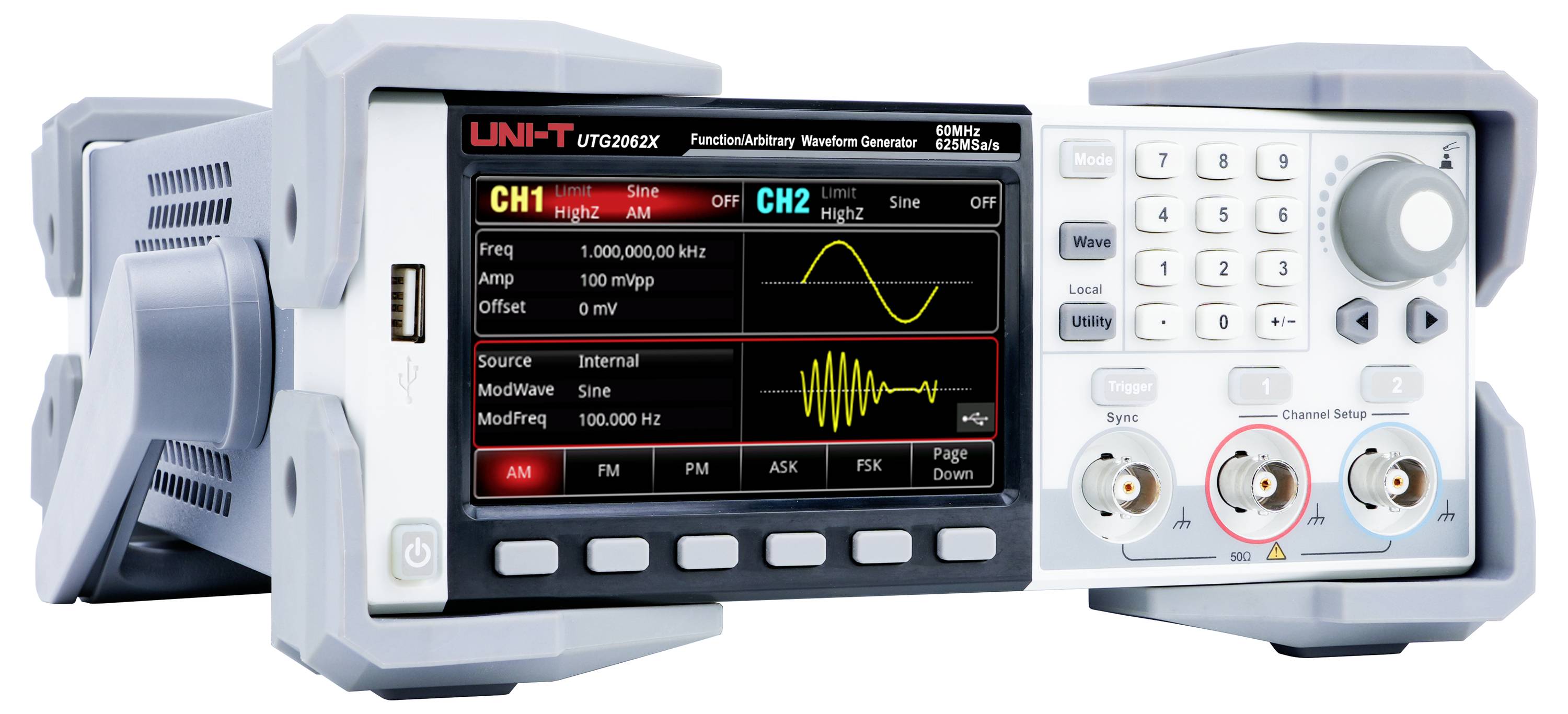 Uni-T UTG2062X Funktionsgenerator netzbetrieben 60MHz (max) 2-Kanal