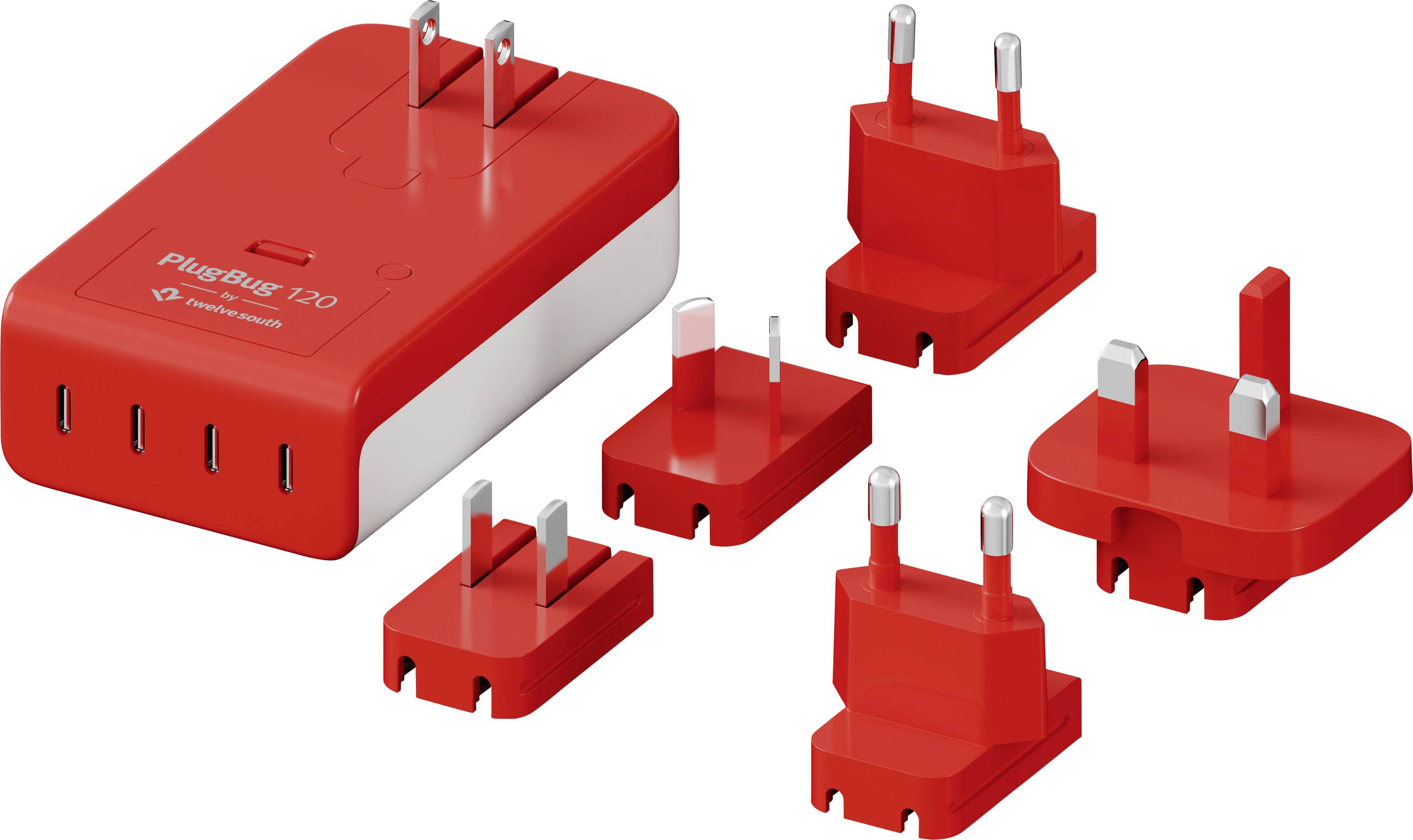 Twelve South PlugBug 120W USB-C Wall Tra USB Ladegerät 120W USB-C® Weiß, Rot
