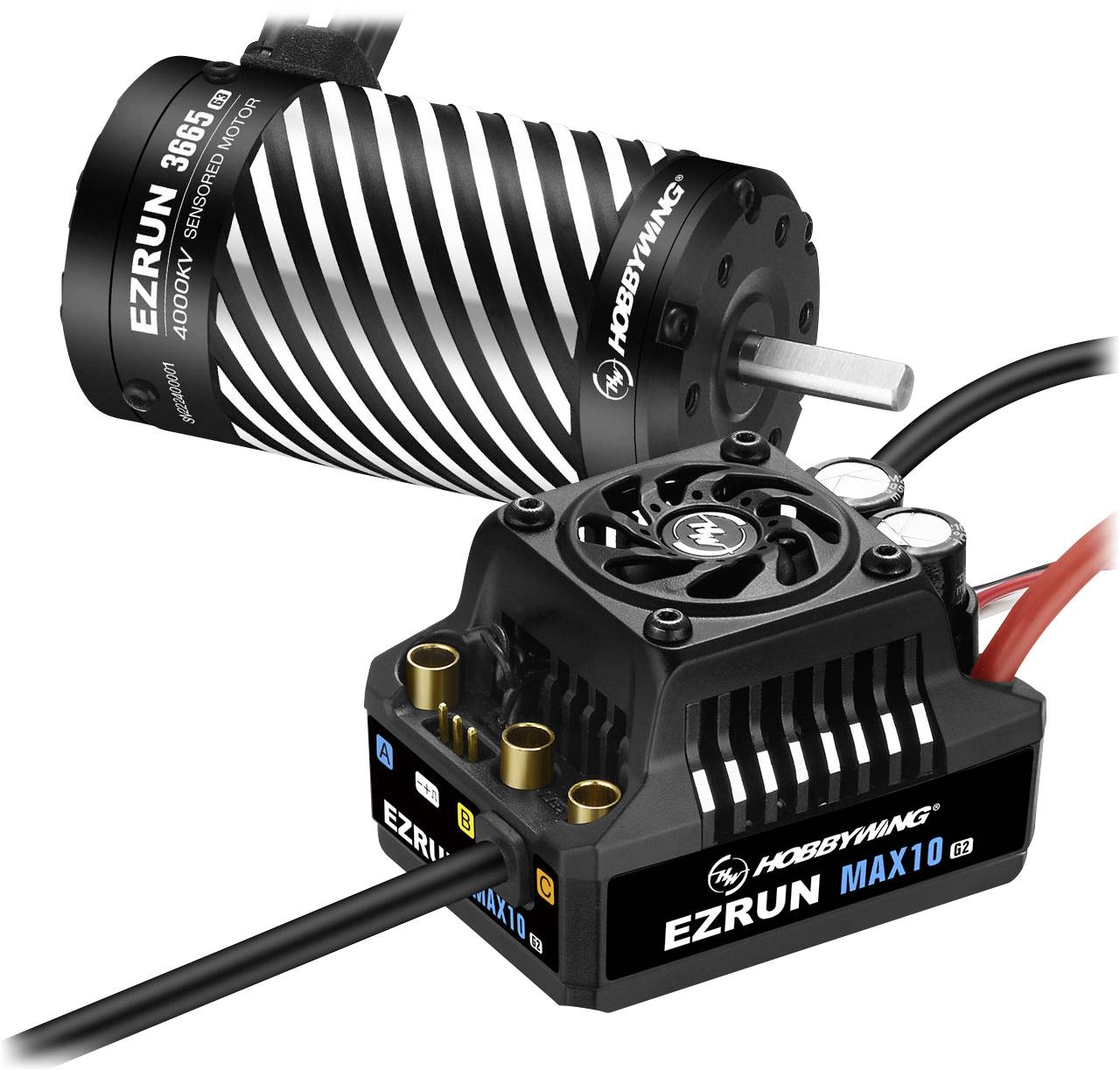 Hobbywing Ezrun MAX10 G2 140A Combo mit 3665SD-4000kV 38020345 Automodell Brushless Antriebsset 1:10