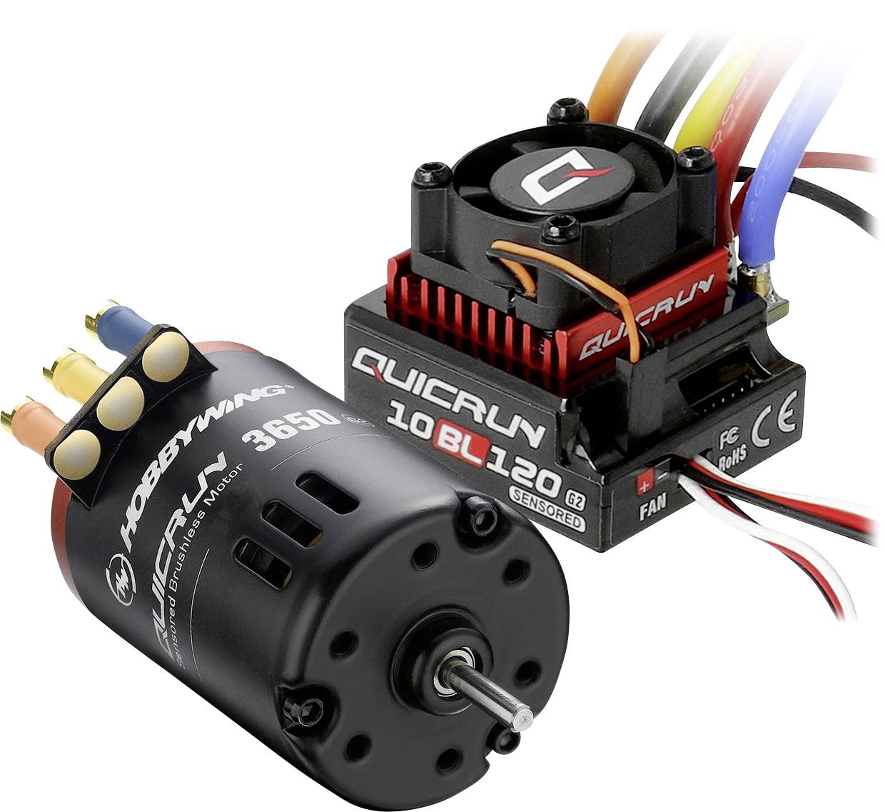 Hobbywing Combo 10BL120 G2 mit 3650SD 10.5T 38020381 Windungen (Turns): 10.5 Automodell Brushless Antriebsset 1:10, 1:12