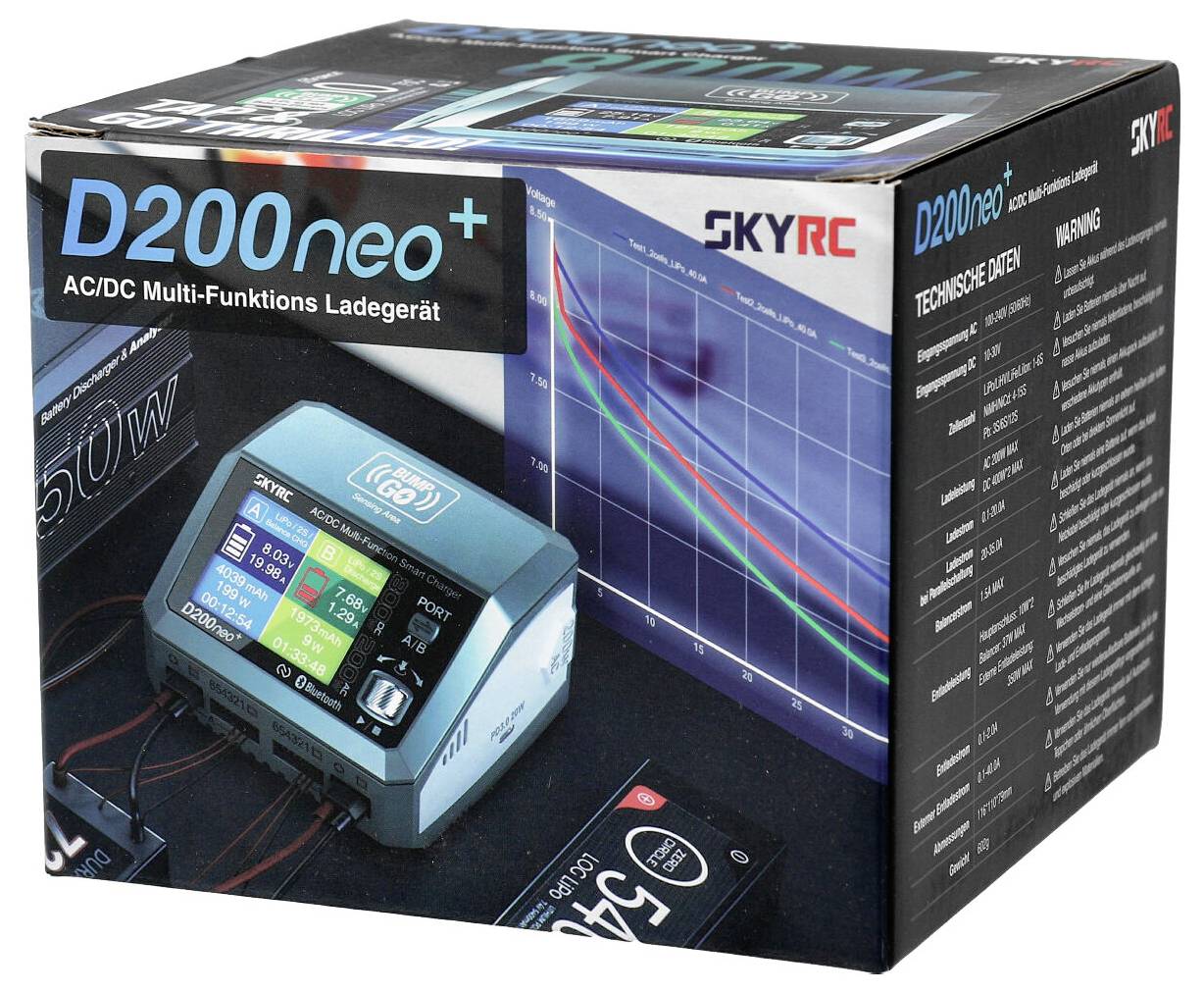 SKYRC D200 Neo+ Modellbau-Ladegerät 20A Blei, LiFePO, LiHV, LiIon, LiPo, NiCd, NiMH