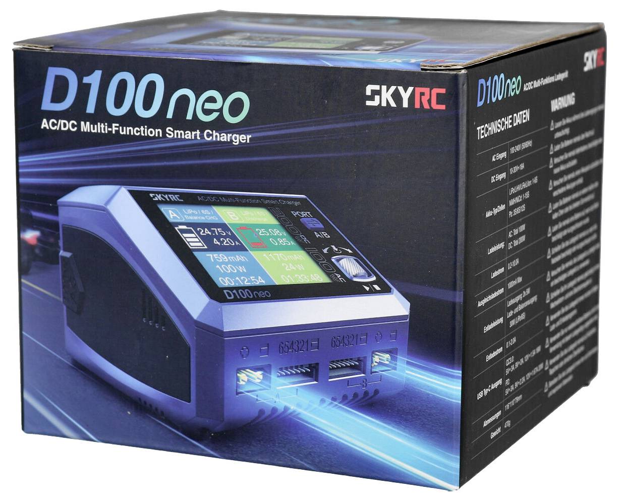 SKYRC D100 Neo Modellbau-Ladegerät 10A Blei, LiFePO, LiHV, LiIon, LiPo, NiCd, NiMH