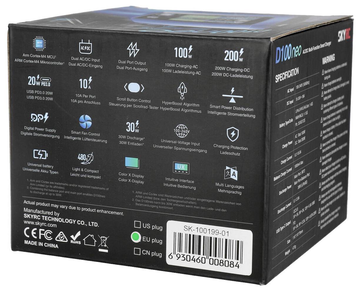 SKYRC D100 Neo Modellbau-Ladegerät 10A Blei, LiFePO, LiHV, LiIon, LiPo, NiCd, NiMH