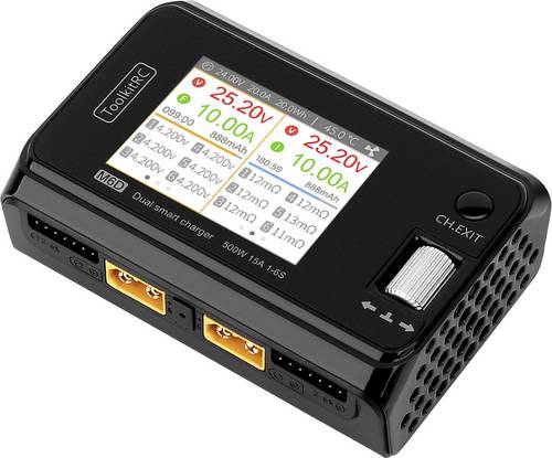 ToolkitRC M6D intelligent charger dual channel lithium battery fast charging 2CH DC 500W 15A 1-6S ISP 2.4-inch display screen
