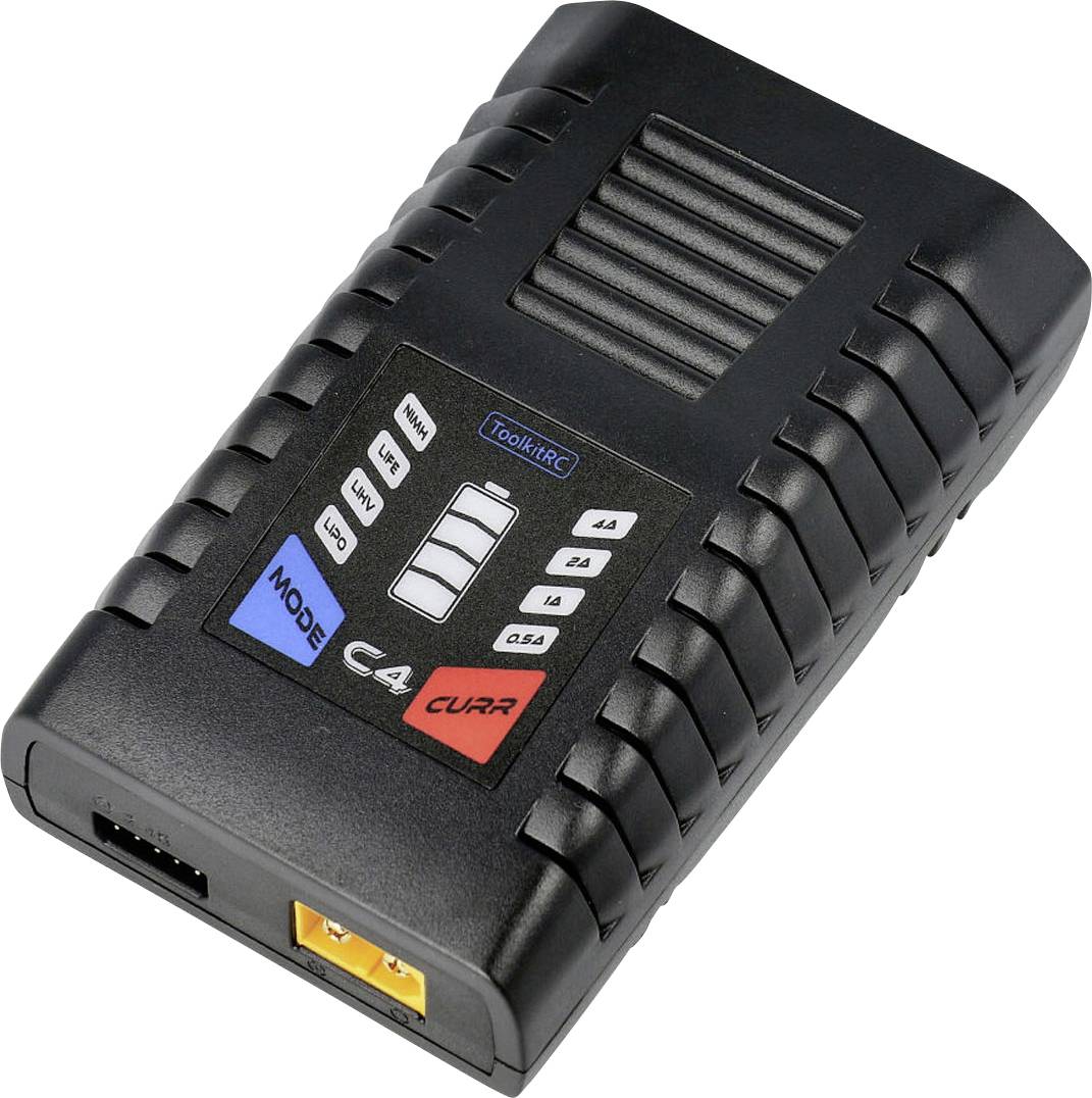 Toolkit RC C4 Modellbau-Ladegerät 4 A LiPo, LiFePO, LiIon, LiHV, NiCd, NiMH