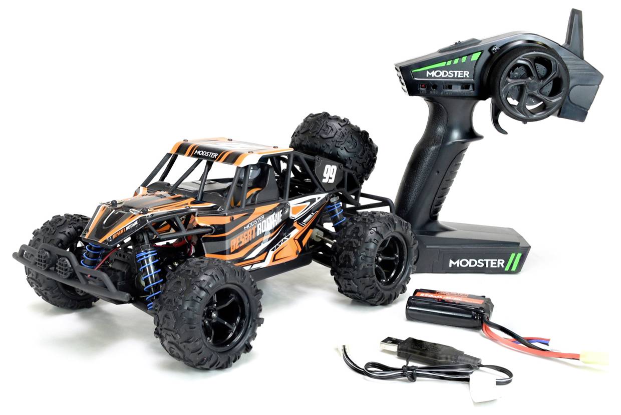 MODSTER Desert Rookie Orange Brushed 1:18 RC Modellauto Elektro Buggy Allradantrieb (4WD) RtR 2,4GHz inkl. Akku und Ladekabel