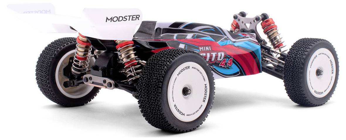 MODSTER Mini Cito Blau, Rot Brushed 1:14 RC Modellauto Elektro Buggy Allradantrieb (4WD) RtR 2,4GHz inkl. Akku und Ladekabel