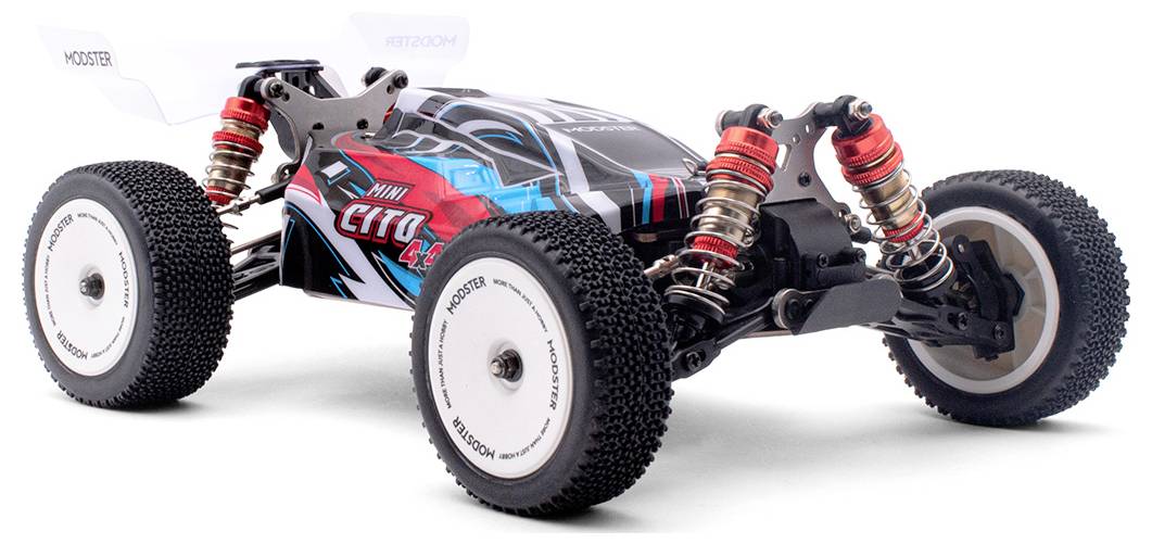 MODSTER Mini Cito Blau, Rot Brushed 1:14 RC Modellauto Elektro Buggy Allradantrieb (4WD) RtR 2,4GHz inkl. Akku und Ladekabel