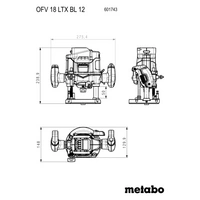 Metabo Oberfräse 601743840 OFV 18 LTX BL 12 Metabo Oberfräse 601743840 OFV 18 LTX BL 12
