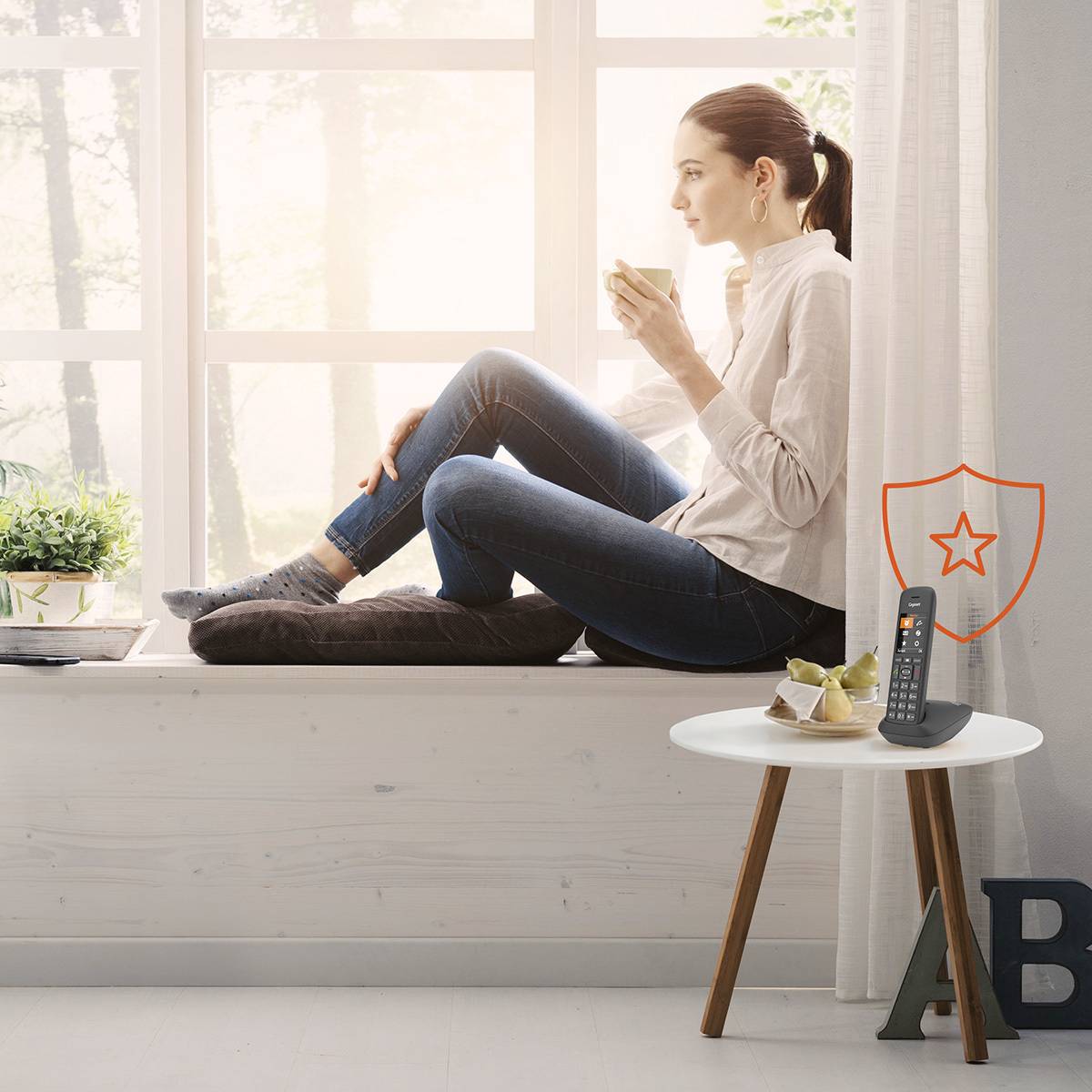 Gigaset C575HX DECT/GAP Schnurgebundenes Telefon, analog Babyphone, Freisprechen, für Hörgeräte kompatibel Schwarz