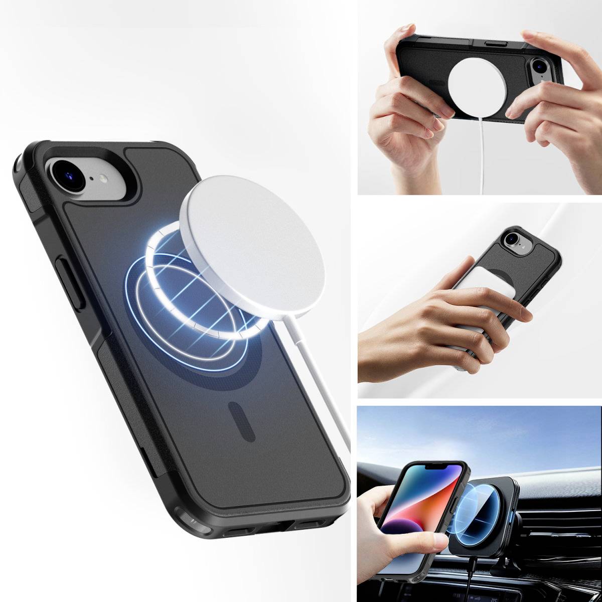 4Smarts Defend Case Cover Apple iPhone 16e Schwarz MagSafe kompatibel 541360
