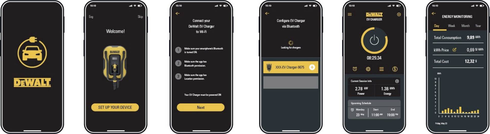 DEWALT EV200D-32W-22C Wallbox Typ 2 Mode 3 32A 22kW RFID, App