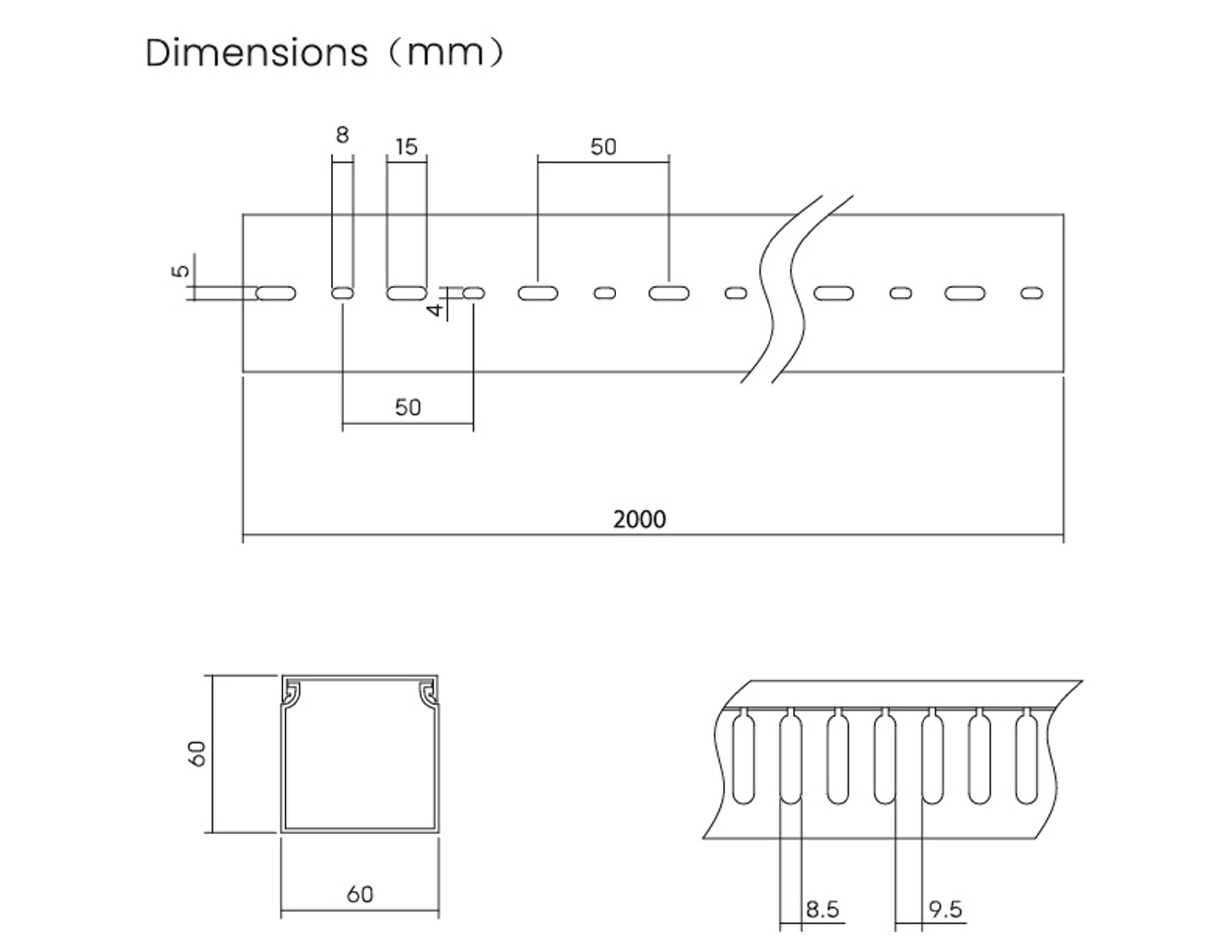 Sygonix SY-6801168 Verdrahtungskanal (L x B x H) 2000 x 60 x 60mm 5 St. Grau