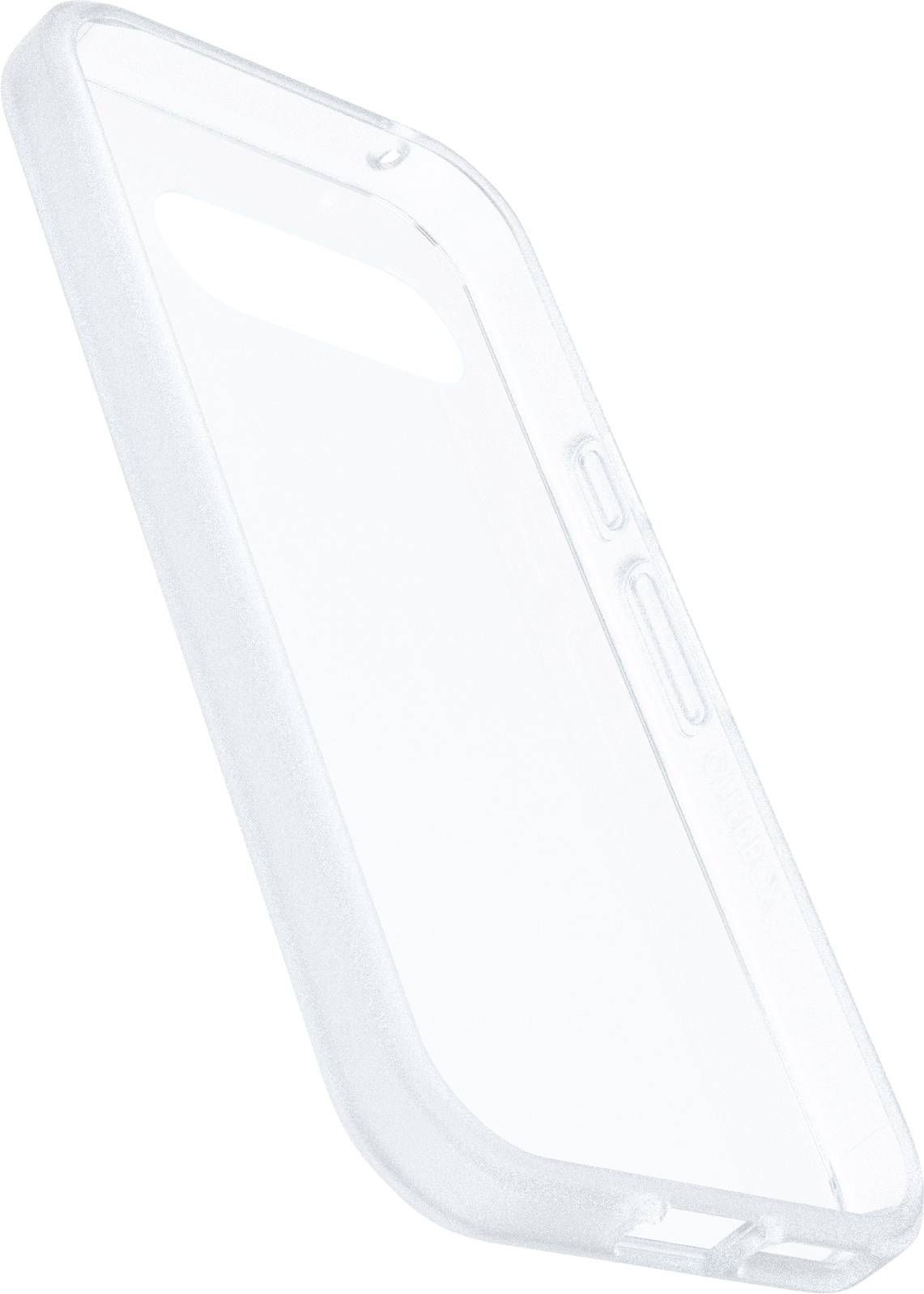 Transparente Handyhülle mit Ausschnitten für Tasten und Kamera, aus flexiblem Material.