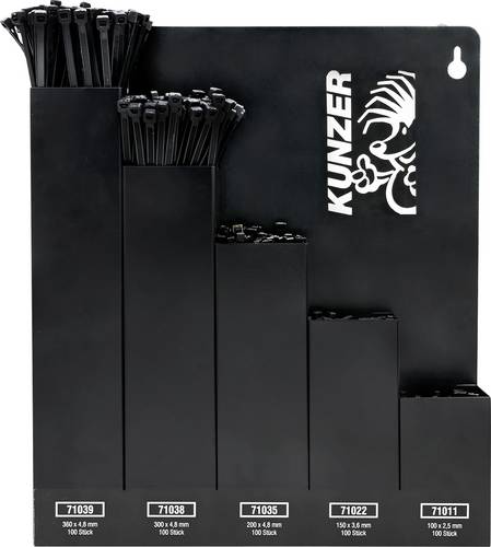 Kunzer 7KBS500 Kabelbinder-Sortiment 100 mm, 150 mm, 200 mm, 300 mm, 360 mm Schwarz 500 St.