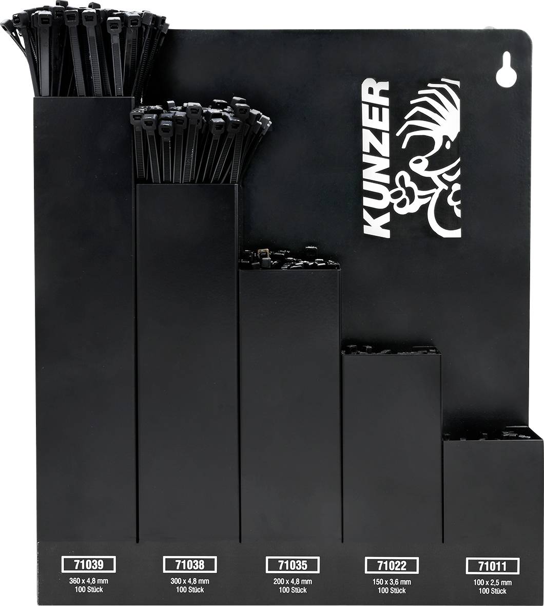 Kunzer 7KBS500 Kabelbinder-Sortiment 100 mm, 150 mm, 200 mm, 300 mm, 360mm Schwarz 500St.