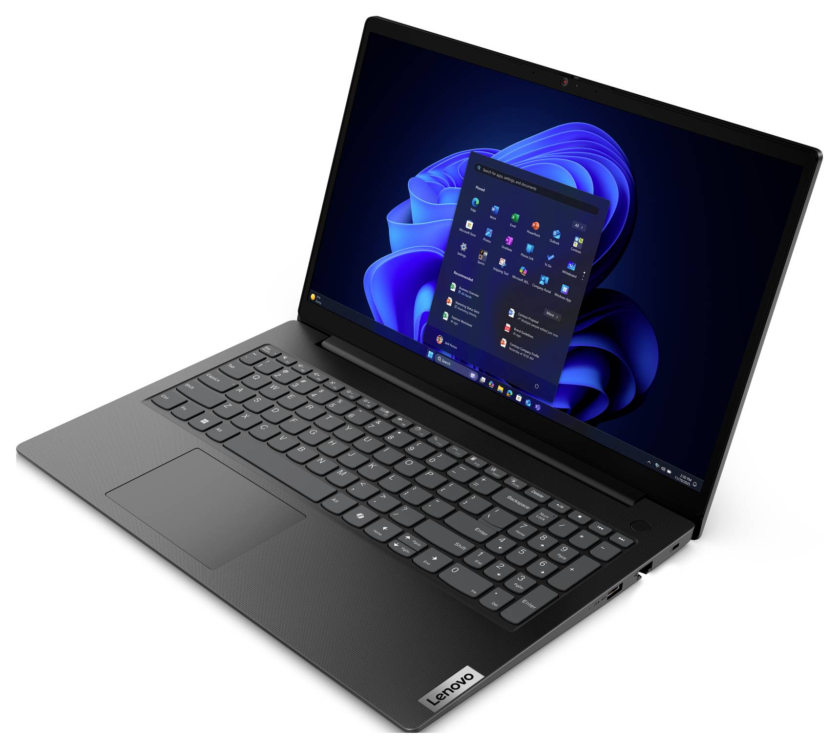 Lenovo Notebook V15-ITN 39.6cm (15.6 Zoll) Full HD Intel® N N100 8GB RAM 256GB SSD Deutsch, QWERTZ Intel UHD Graphics Schwarz 83M4