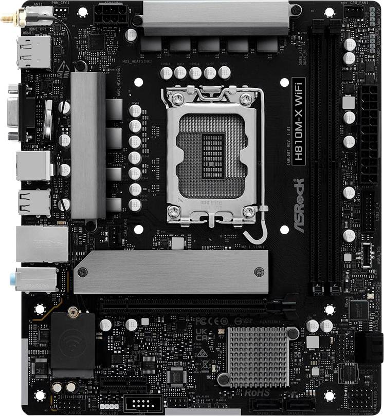 ASRock H810M-X Mainboard Sockel (PC) Intel® LGA 1851 Formfaktor (Details) Micro-ATX Mainboard-Chipsatz Intel® H810