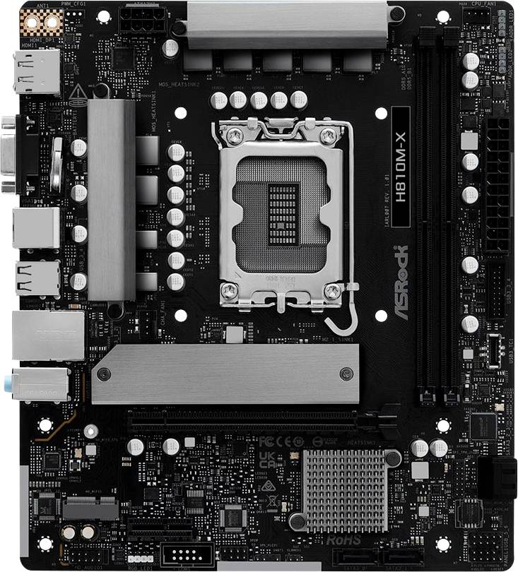 ASRock H810M-X Mainboard Sockel (PC) Intel® LGA 1851 Formfaktor (Details) Micro-ATX Mainboard-Chipsatz Intel® H810