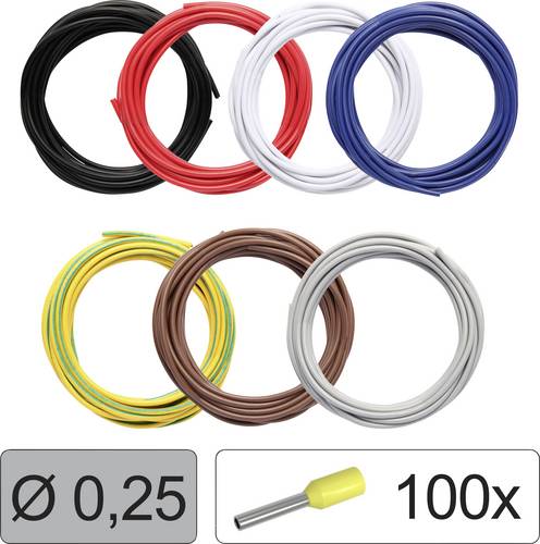Quadrios 25CW111 Einzelader LiFY 0.25 mm² Schwarz, Rot, Weiß, Blau, Gelb-Grün, Braun, Grau 1 Set
